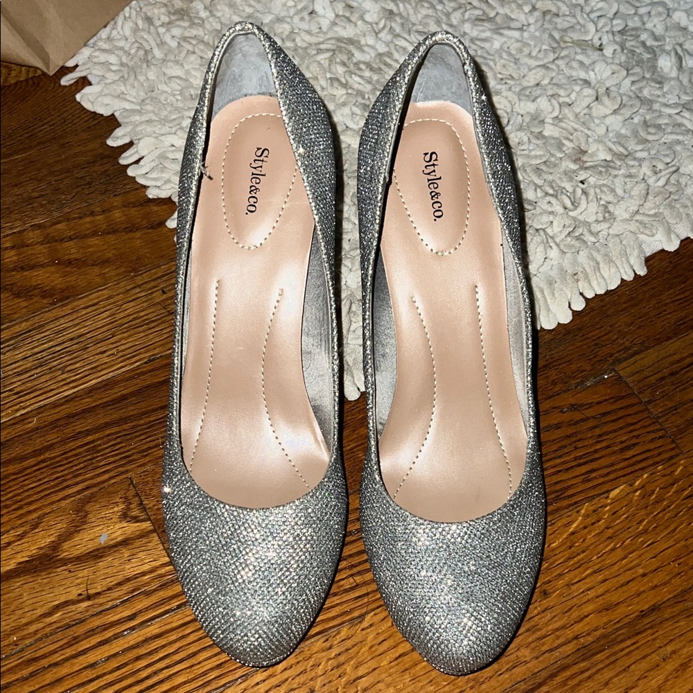 Style & Co. Shimmering Silver Heels